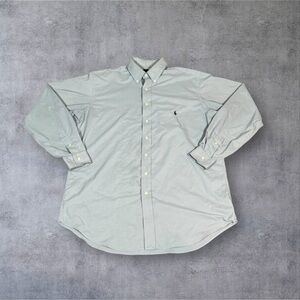Ralph Lauren‎ Performance LS Button Down Shirt Size Large Tall Nylon Blend Blue